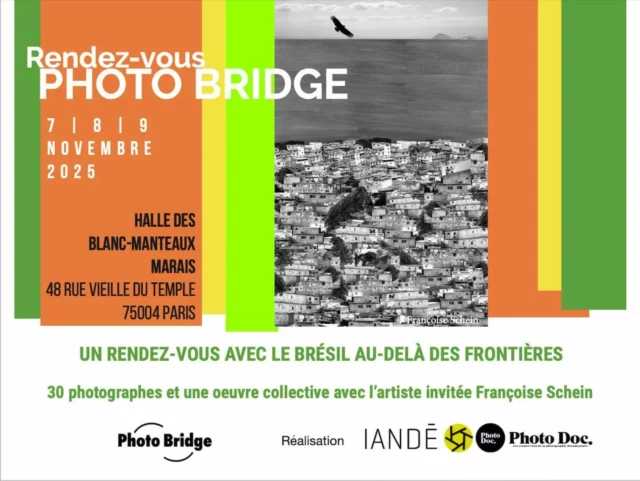 Queridos amigos e seguidores, um novo projeto se concretiza! Espero todos vocês que estiverem em #paris ... e, convidamos a nos seguir @photobridgeparis

📸 Photo Bridge Edição 2025: O BRASIL ALÉM DAS FRONTEIRAS

“Um encontro entre culturas através da fotografia”

A Photo Doc e a Iandé Photographie unem suas paixões em torno de uma fotografia que cria vínculos e aproxima as pessoas.
Juntas, lançam o Photo Bridge, um espaço onde as imagens nos fazem atravessar lugares — física, simbólica e culturalmente.
Um verdadeiro encontro com outra forma de ver e viver a fotografia.

Concebido no contexto de um ano cultural sob a influência do Brasil, o Photo Bridge tem como ambição tornar-se um evento de referência ligado a esse país — e, futuramente, a outras regiões do mundo — promovendo laços interculturais por meio da fotografia.

📅 Datas: 7 a 9 de novembro de 2025
📍 Local: Halle des Blancs-Manteaux – Marais, Paris
🎟️ Entrada gratuita

✨ Primeira edição 2025:

Três dias fotográficos com influência brasileira

Exposições e instalações artísticas e imersivas

Encontros com galerias, curadores e conferencistas

Leituras de portfólios participativas

Instalação monumental de Françoise Schein

🤝 Organizadores e parceiros

@photodocparis
@iandephotographie
@ibrossolettebranco
@glaucianogueira
@chaflossup
@mairiepariscentre
@francoiseschein
@lobservatoiredesnouvellesecrituresdelaphotographiedocumentaire
@associationinscrire
@charletphotographie

#photobridge #photobridgeparis #fotografia #fotocontemporânea #photodoc #iandéphotographie #brasil #artecontemporânea #photodays #parisarte #arteparis #parisphoto